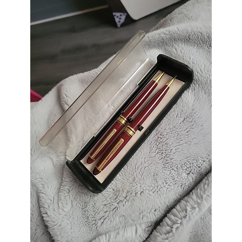 Burgundy gold accent Luxury Ballpoint Pen & PENCIL VINTAGE